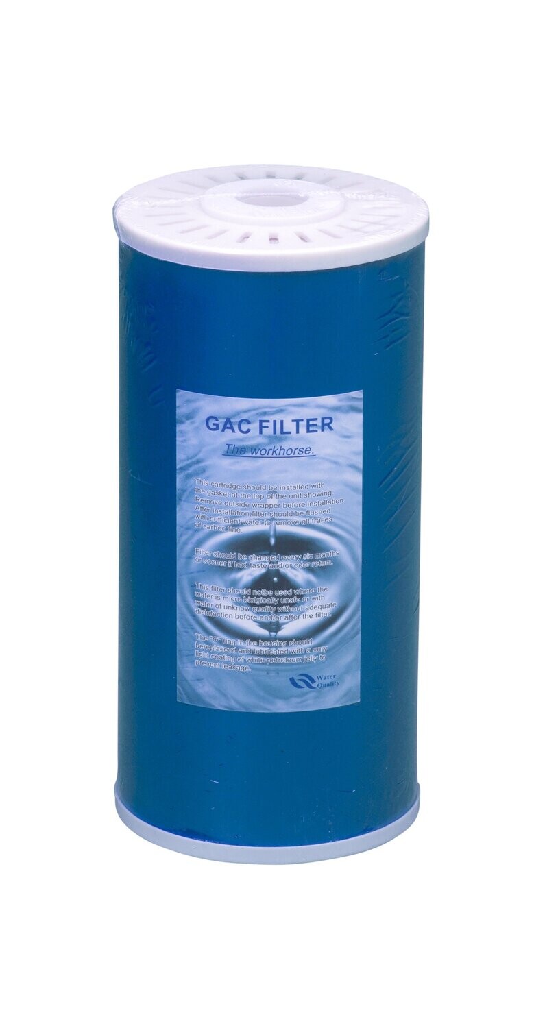 25 cm GAC filter (carbon), 5 micron, filter voor chloor en geur